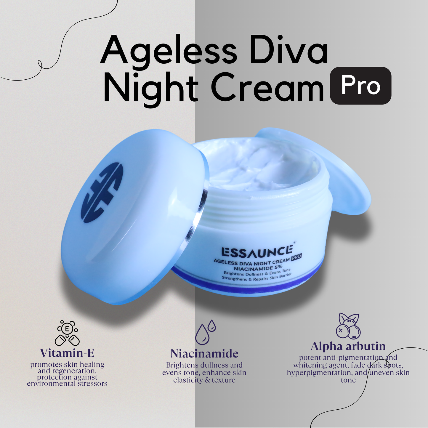 Ageless Diva Night Cream PRO (Niacinamide 5%)